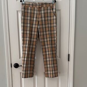 Anthropologie Tan Plaid Skinny Pants